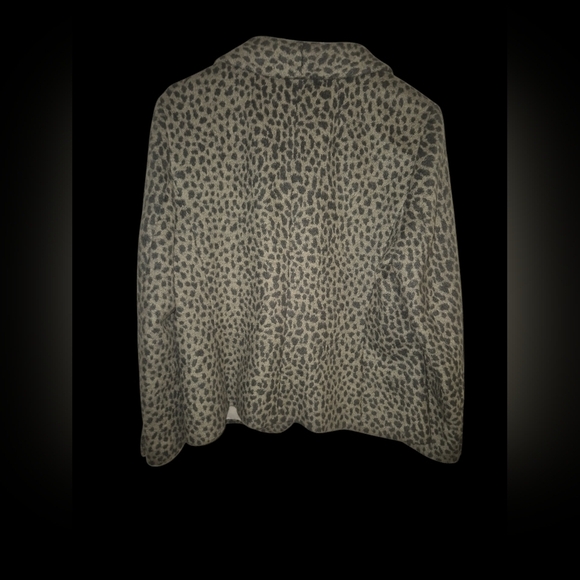 Ann Taylor Loft Womens Gray Taupe Cheetah Print Single Button Blazer Size 14P - Picture 2 of 5